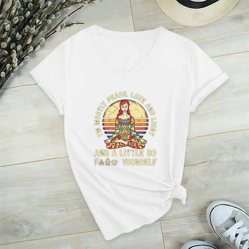 T-shirt de yoga Olivenorma « Je suis principalement paix, amour et lumière » - Blanc - 2XL - image 3