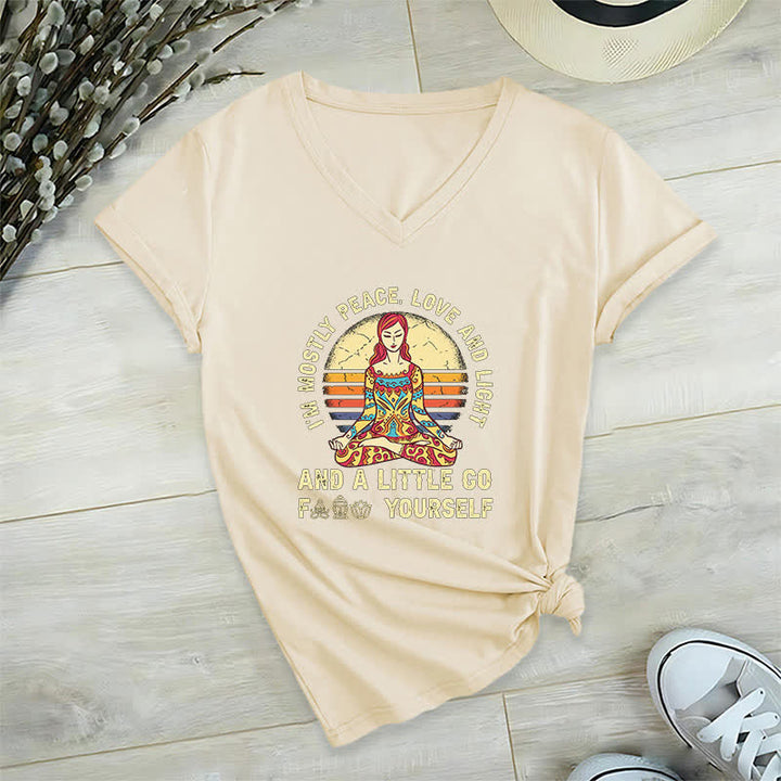 T-shirt de yoga Olivenorma « Je suis principalement paix, amour et lumière » - Kaki - 2XL - image 30