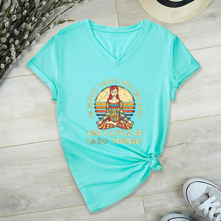 T-shirt de yoga Olivenorma « Je suis principalement paix, amour et lumière » - Lac Bleu - 2XL - image 34