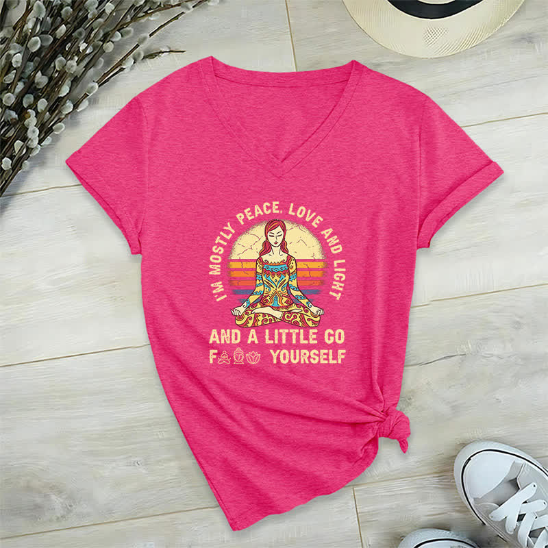 T-shirt de yoga Olivenorma « Je suis principalement paix, amour et lumière » - Rose Rouge - 2XL - image 27