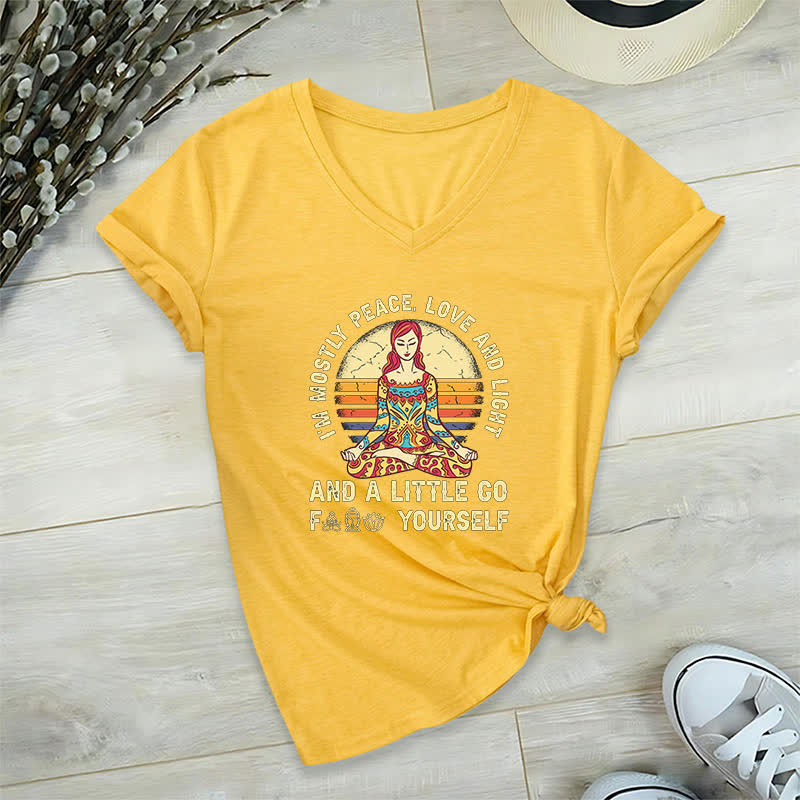 T-shirt de yoga Olivenorma « Je suis principalement paix, amour et lumière » - Jaune - 2XL - image 21