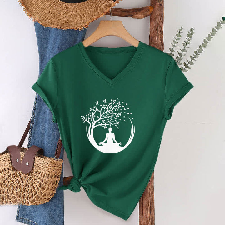Olivenorma Yoga Méditation Pilates Namaste T-shirt col V - image 7