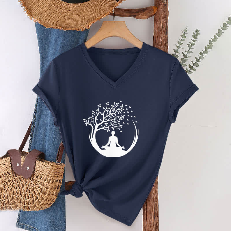 Olivenorma Yoga Méditation Pilates Namaste T-shirt col V - image 5