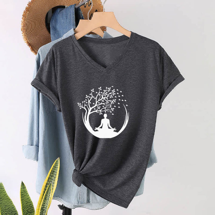 Olivenorma Yoga Méditation Pilates Namaste T-shirt col V - image 10