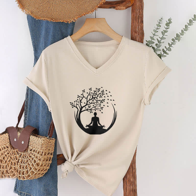 Olivenorma Yoga Méditation Pilates Namaste T-shirt col V - image 22