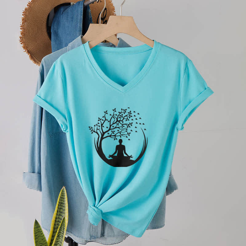 Olivenorma Yoga Méditation Pilates Namaste T-shirt col V - image 24