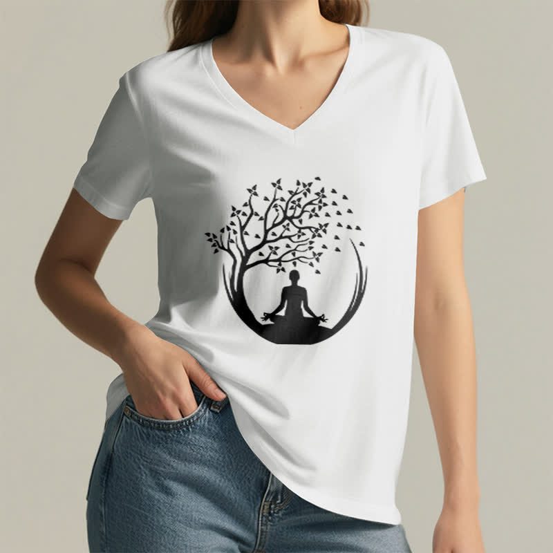 Olivenorma Yoga Méditation Pilates Namaste T-shirt col V - image 2