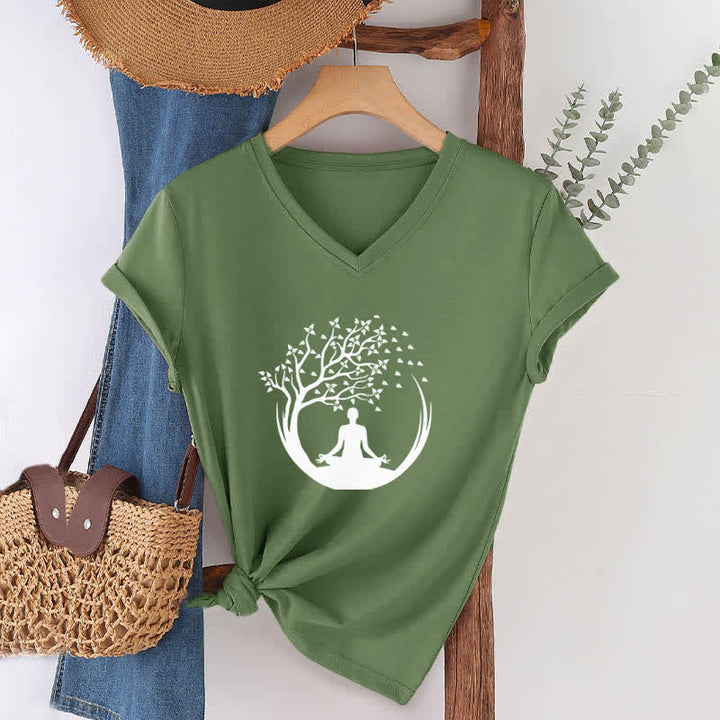 Olivenorma Yoga Méditation Pilates Namaste T-shirt col V - image 8