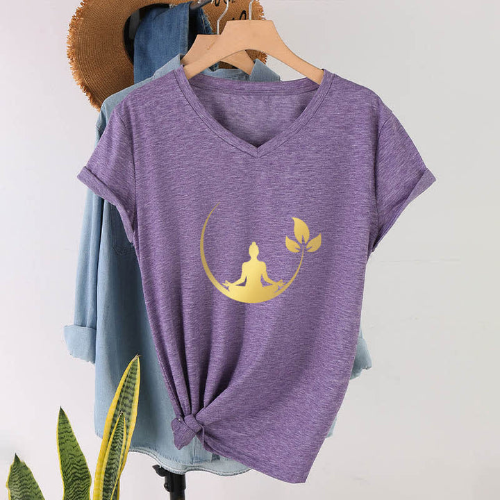 T-shirt col V Olivenorma Yoga Lotus Bouddha Méditation - image 28
