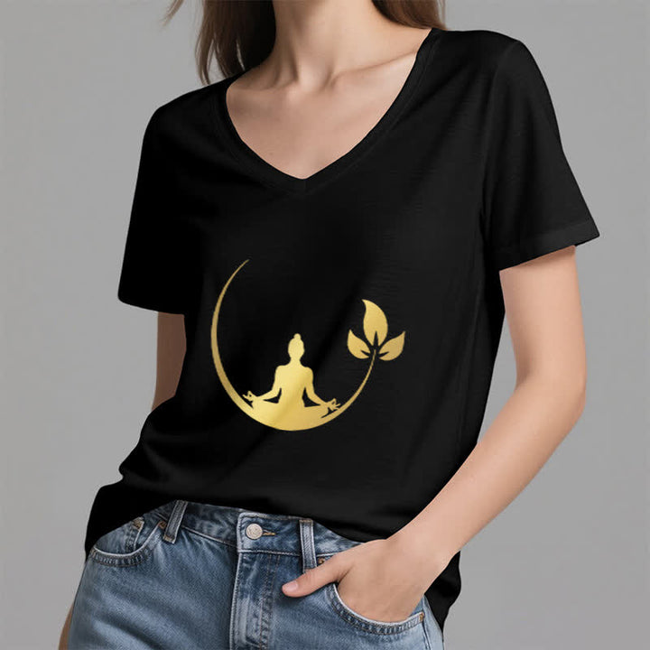 T-shirt col V Olivenorma Yoga Lotus Bouddha Méditation - image 16