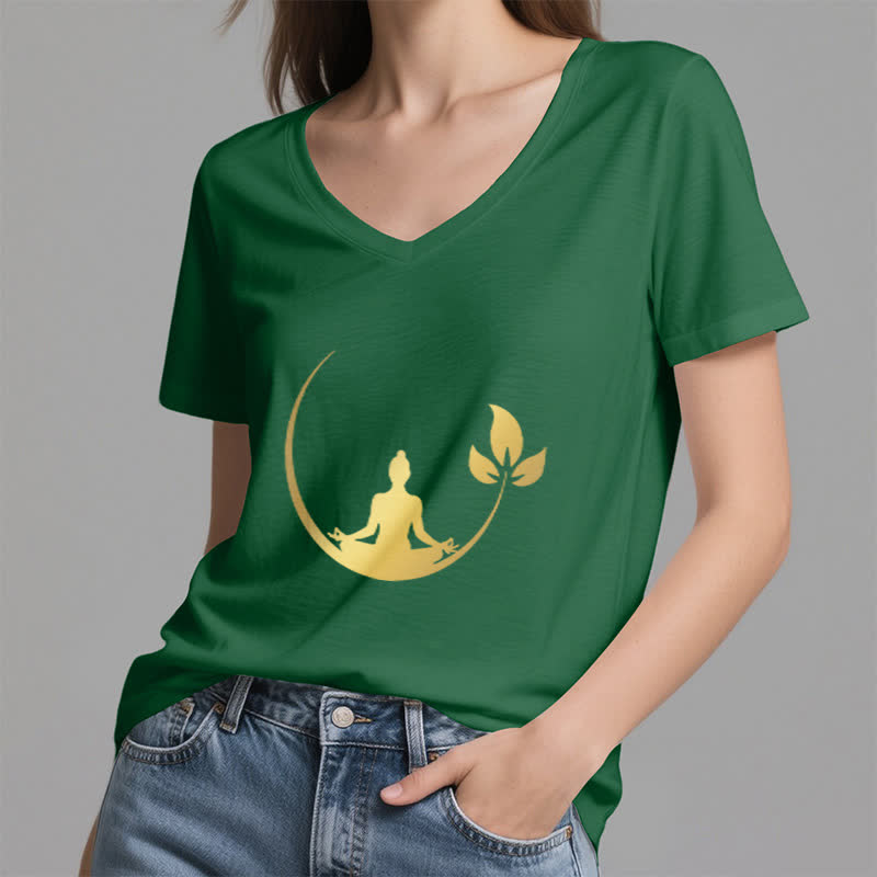 T-shirt col V Olivenorma Yoga Lotus Bouddha Méditation - image 10
