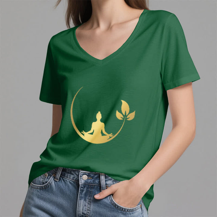 T-shirt col V Olivenorma Yoga Lotus Bouddha Méditation - image 10