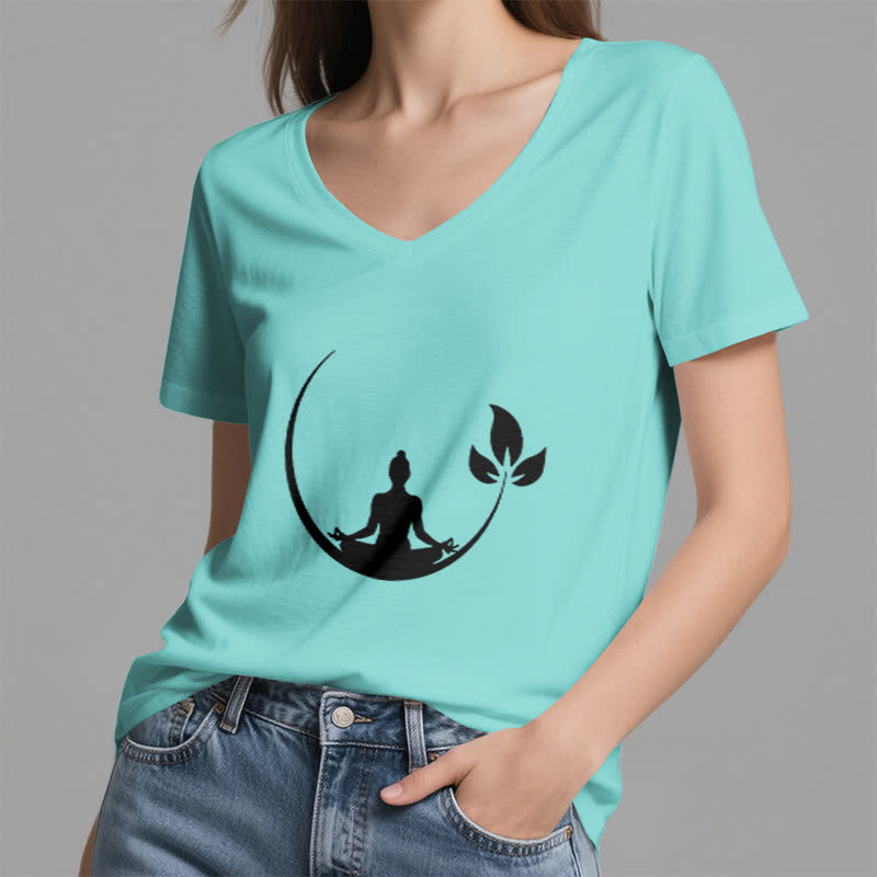 T-shirt col V Olivenorma Yoga Lotus Bouddha Méditation - image 25