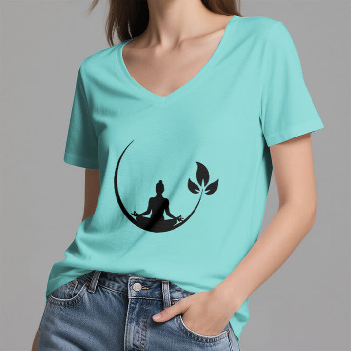 T-shirt col V Olivenorma Yoga Lotus Bouddha Méditation - image 25