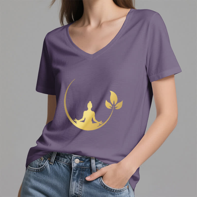T-shirt col V Olivenorma Yoga Lotus Bouddha Méditation - image 28