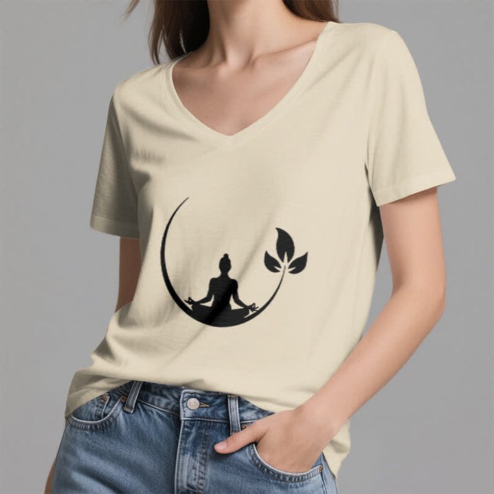 T-shirt col V Olivenorma Yoga Lotus Bouddha Méditation - image 23