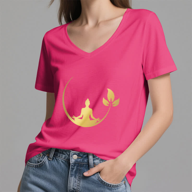 T-shirt col V Olivenorma Yoga Lotus Bouddha Méditation - image 21