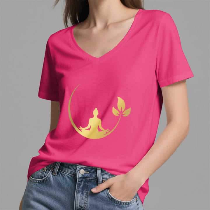 T-shirt col V Olivenorma Yoga Lotus Bouddha Méditation - image 22