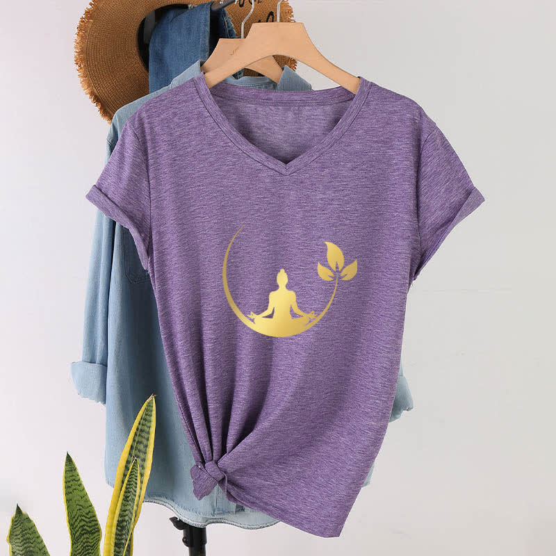 T-shirt col V Olivenorma Yoga Lotus Bouddha Méditation - image 29