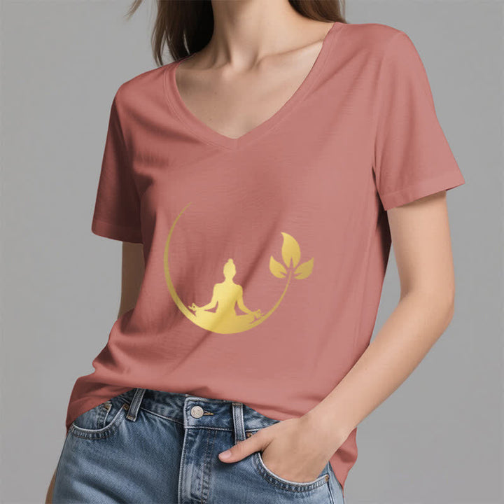 T-shirt col V Olivenorma Yoga Lotus Bouddha Méditation - image 20