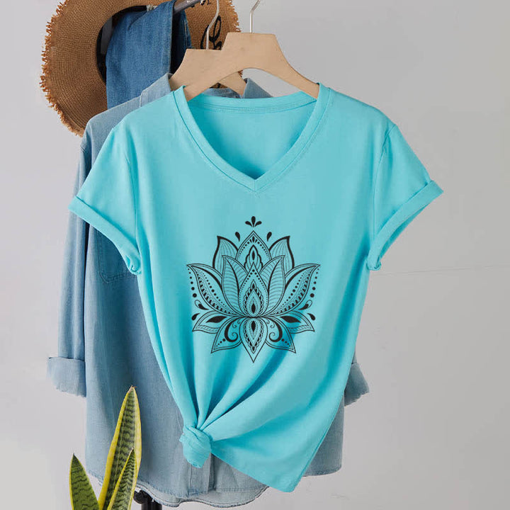 T-shirt col V Olivenorma Mandala Fleur de Lotus - Lac Bleu - 2XL - image 23