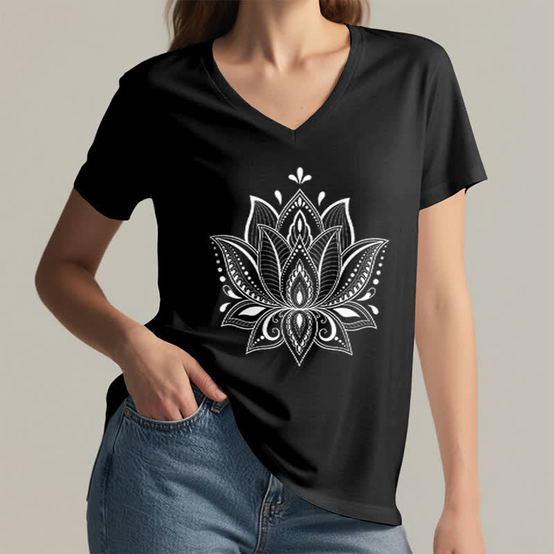 T-shirt col V Olivenorma Mandala Fleur de Lotus - image 15