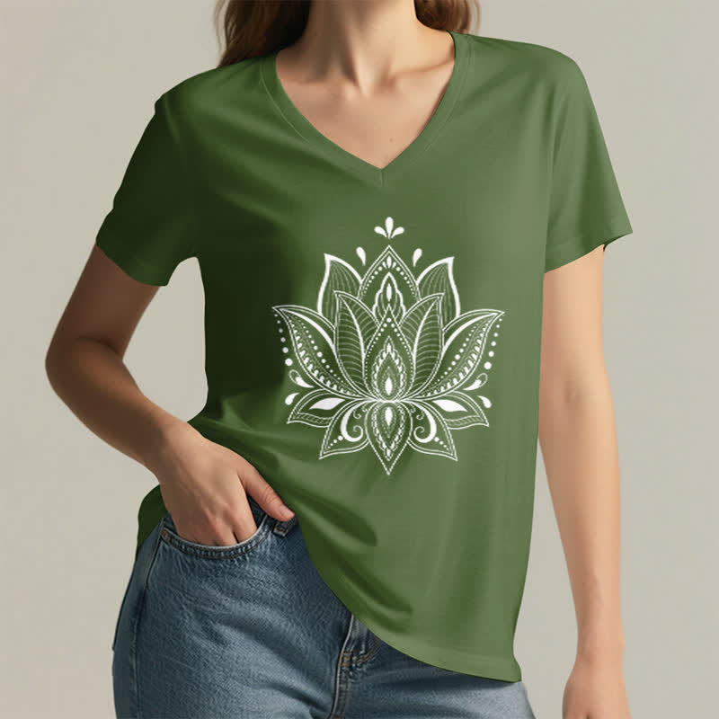T-shirt col V Olivenorma Mandala Fleur de Lotus - image 11