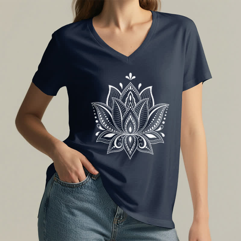 T-shirt col V Olivenorma Mandala Fleur de Lotus - image 6