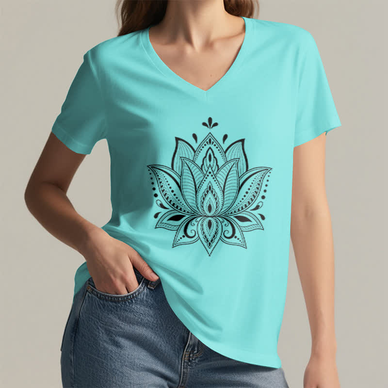 T-shirt col V Olivenorma Mandala Fleur de Lotus - image 25