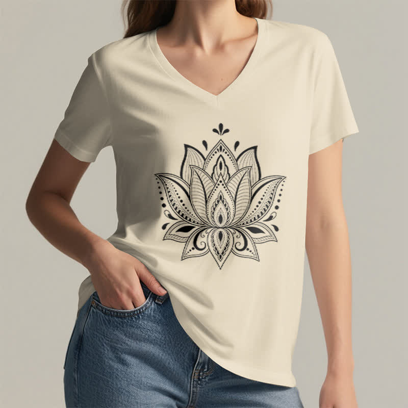 T-shirt col V Olivenorma Mandala Fleur de Lotus - image 1