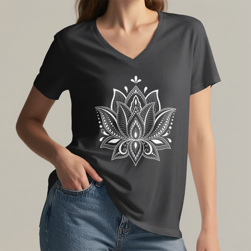 T-shirt col V Olivenorma Mandala Fleur de Lotus - image 12