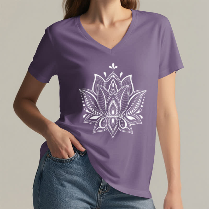 T-shirt col V Olivenorma Mandala Fleur de Lotus - image 27