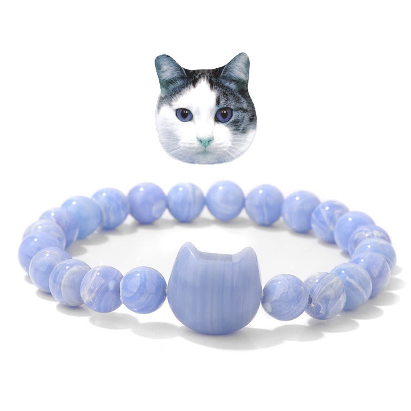 Bracelet de protection pour chats errants Olivenorma avec carte - Calcédoine bleue - Avec carte - image 18