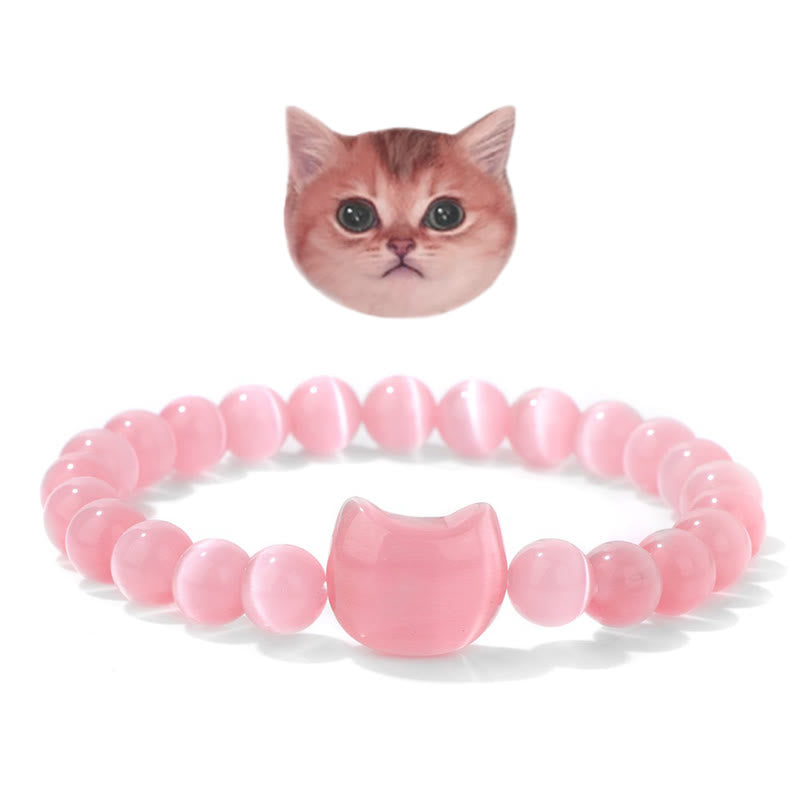 Bracelet à breloques en cristal Mystic Meow Olivenorma - Pierre œil de chat rose - image 10