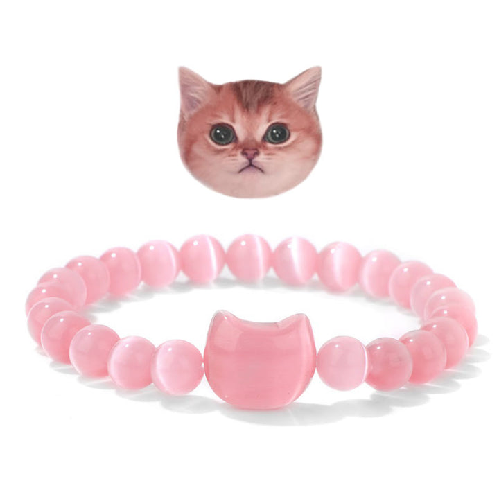 Bracelet à breloques en cristal Mystic Meow Olivenorma - Pierre œil de chat rose - image 10