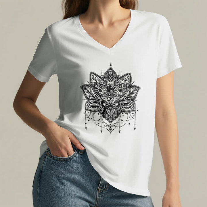 T-shirt col V imprimé Lotus Olivenorma - image 3