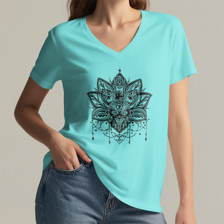 T-shirt col V imprimé Lotus Olivenorma - image 24