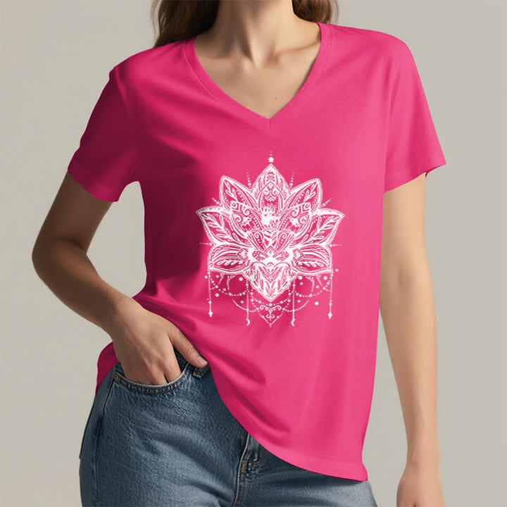 T-shirt col V imprimé Lotus Olivenorma - image 20