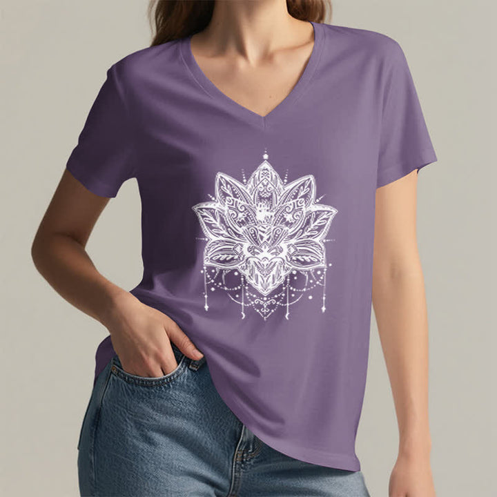 T-shirt col V imprimé Lotus Olivenorma - image 25