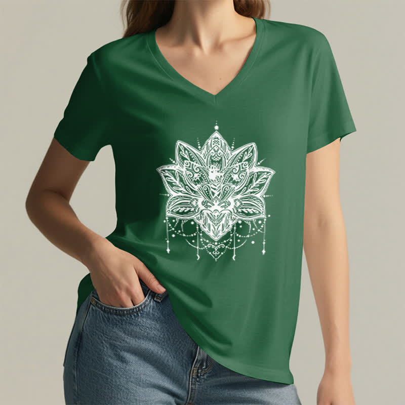 T-shirt col V imprimé Lotus Olivenorma - image 7