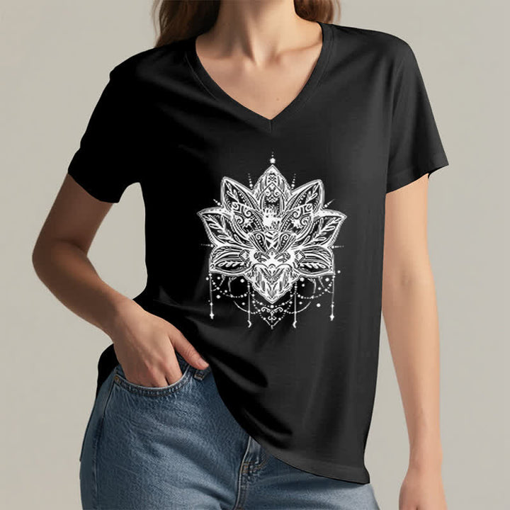 T-shirt col V imprimé Lotus Olivenorma - image 14