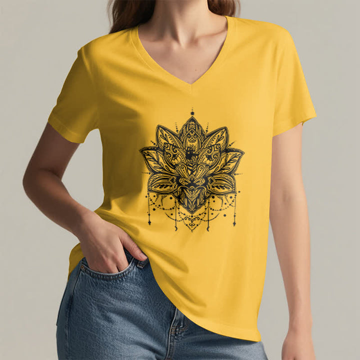 T-shirt col V imprimé Lotus Olivenorma - image 18