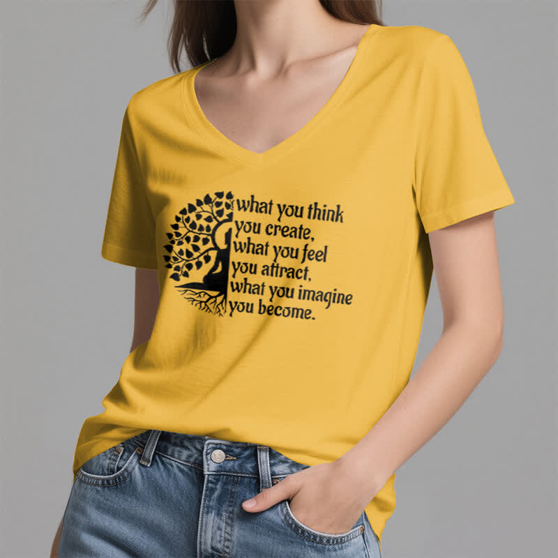 T-shirt col V Olivenorma « Ce que vous pensez créer » - image 16