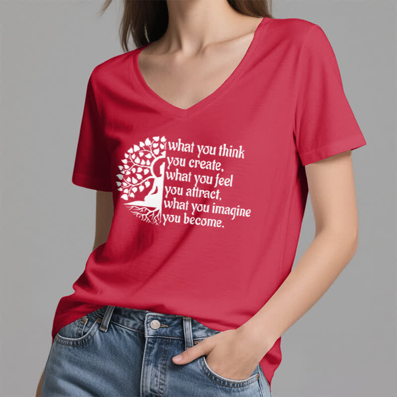 T-shirt col V Olivenorma « Ce que vous pensez créer » - image 14