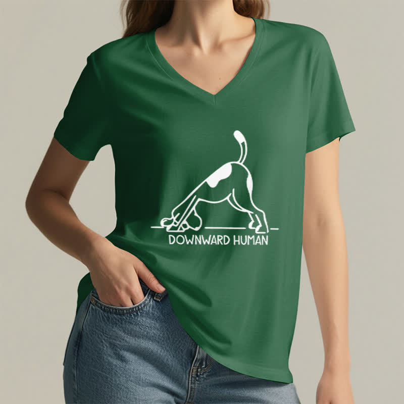 T-shirt de yoga Olivenorma à col en V pour chien tête en bas - image 8