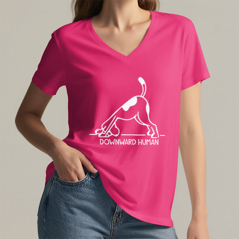 T-shirt de yoga Olivenorma à col en V pour chien tête en bas - image 19