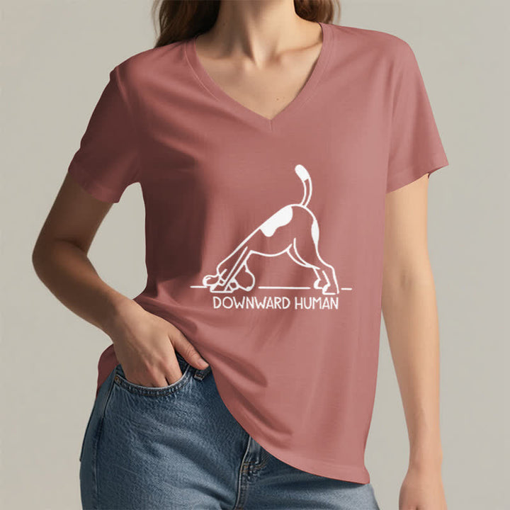 T-shirt de yoga Olivenorma à col en V pour chien tête en bas - image 18