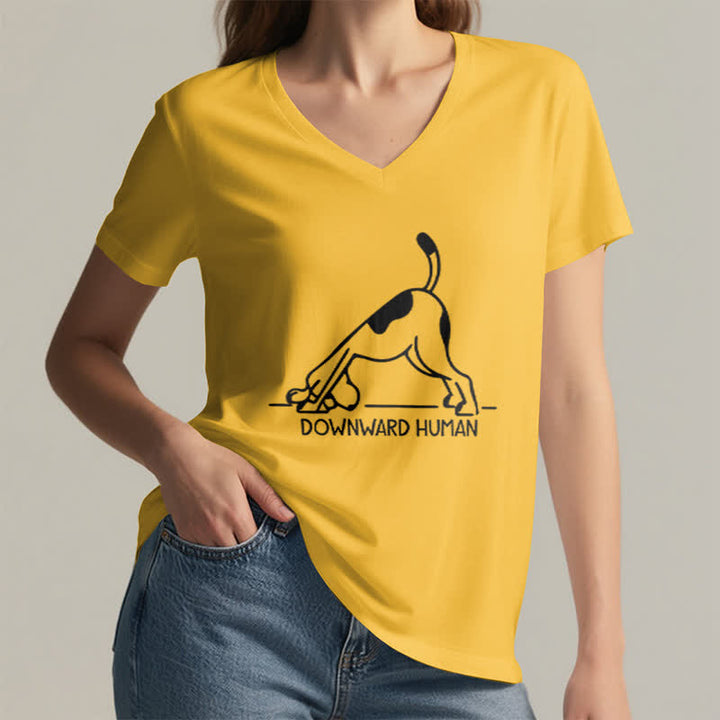 T-shirt de yoga Olivenorma à col en V pour chien tête en bas - image 15