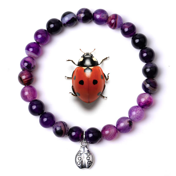 Bracelet Olivenorma Lucky 7 Coccinelle avec breloque en pierres précieuses - Améthyste - image 11