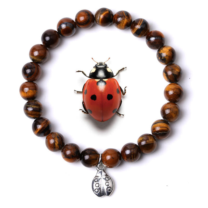 Bracelet Olivenorma Lucky 7 Coccinelle avec breloque en pierres précieuses - Œil de tigre - image 23
